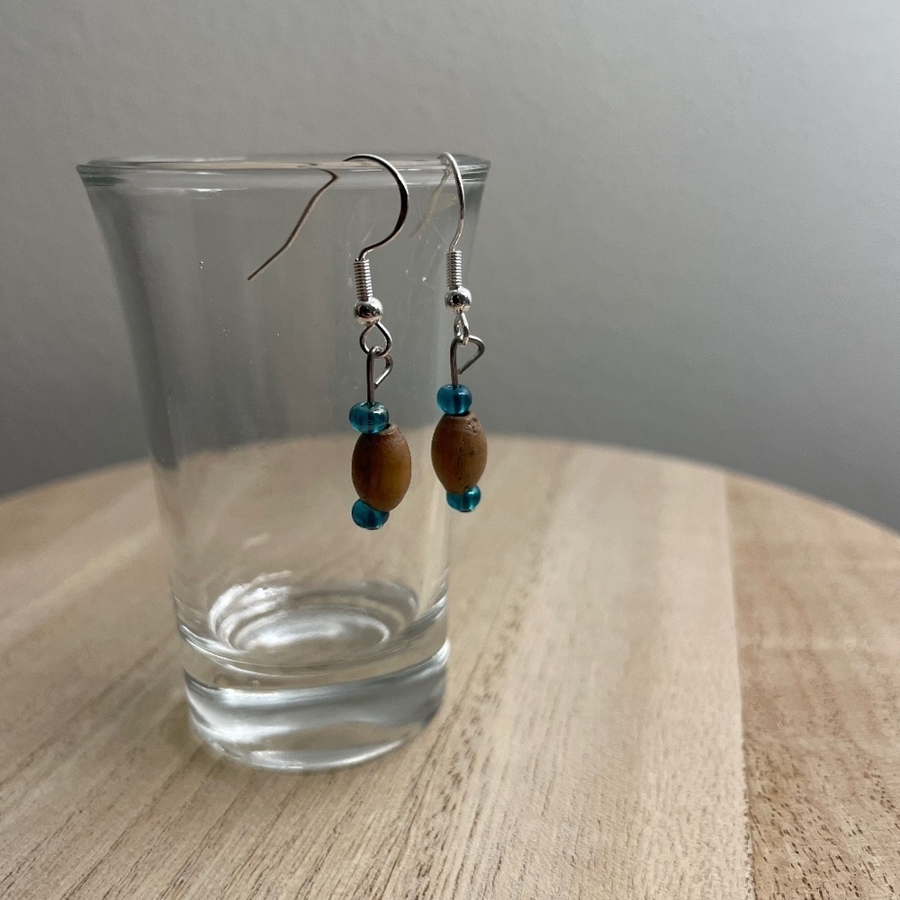 2/$15 Turquoise Wood Beaded Earrings